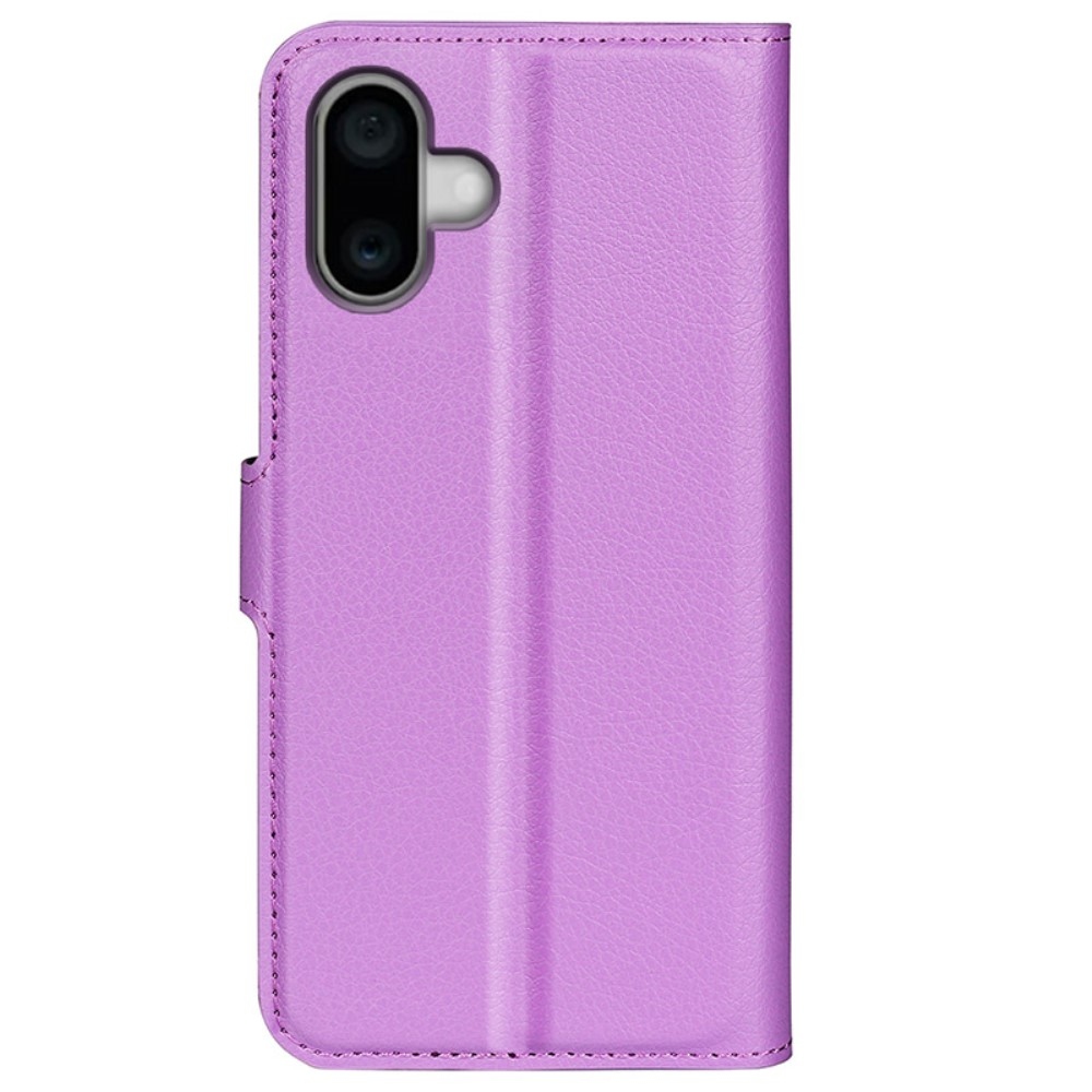 Litchi knížkové pouzdro na iPhone 16 - fialové