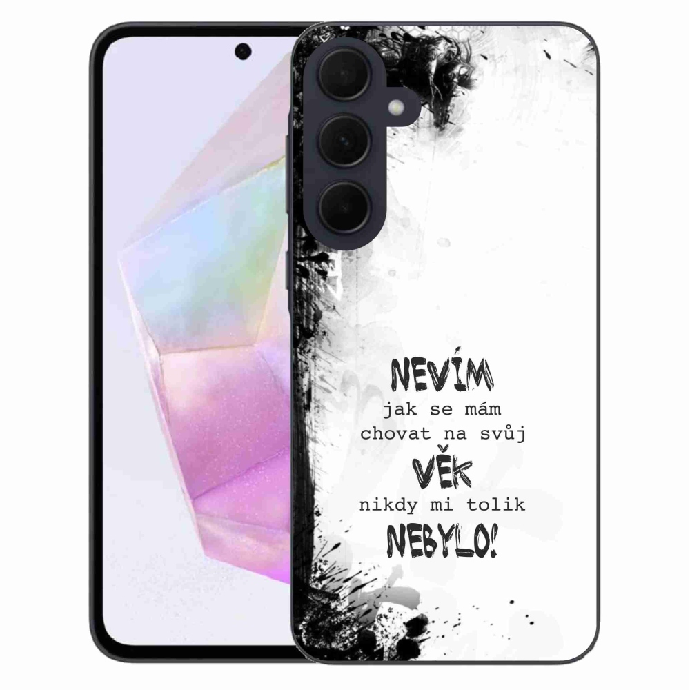 Gelový kryt mmCase na Samsung Galaxy A35 5G - vtipný text 14 bílé pozadí