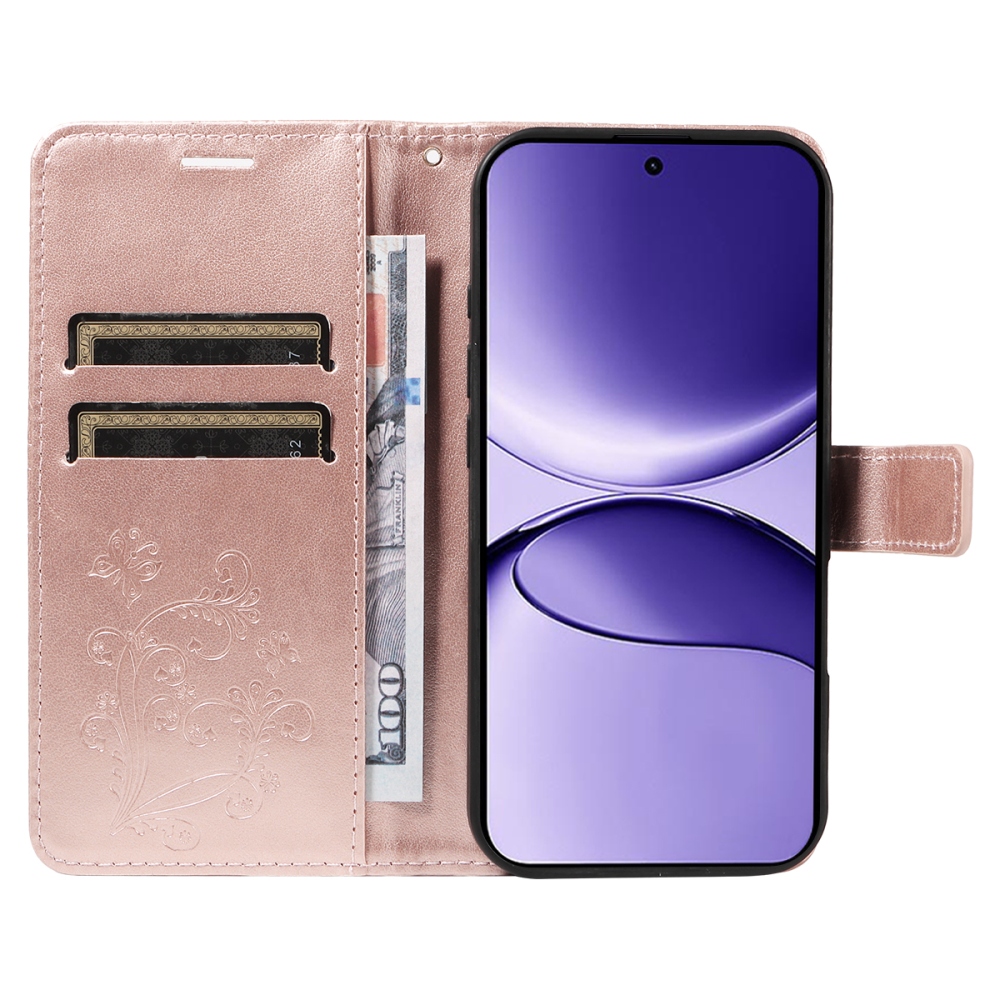 Big Butterfly knížkové pouzdro na Xiaomi Poco F7 5G - růžovozlaté