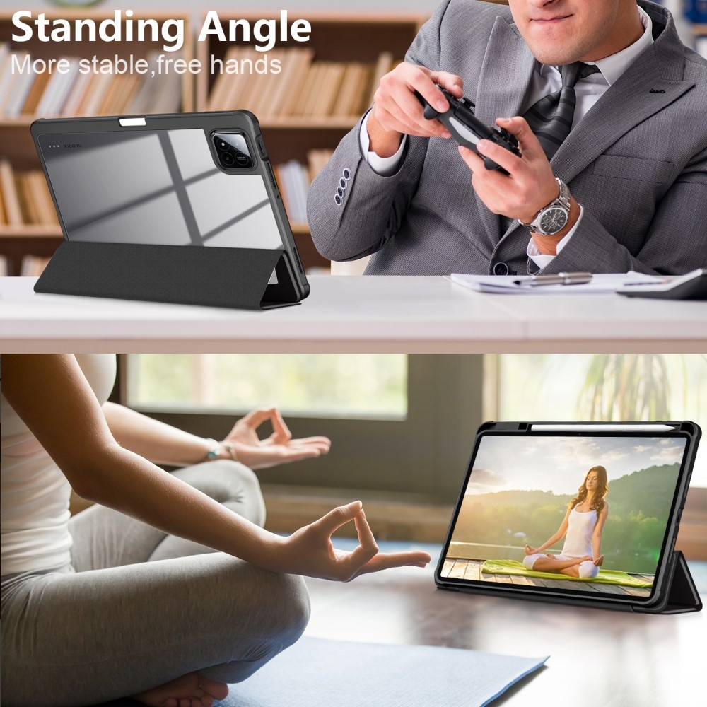 Pattern chytré polohovací pouzdro s průhlednými zády na tablet Xiaomi Pad 7/7 Pro - nesahat