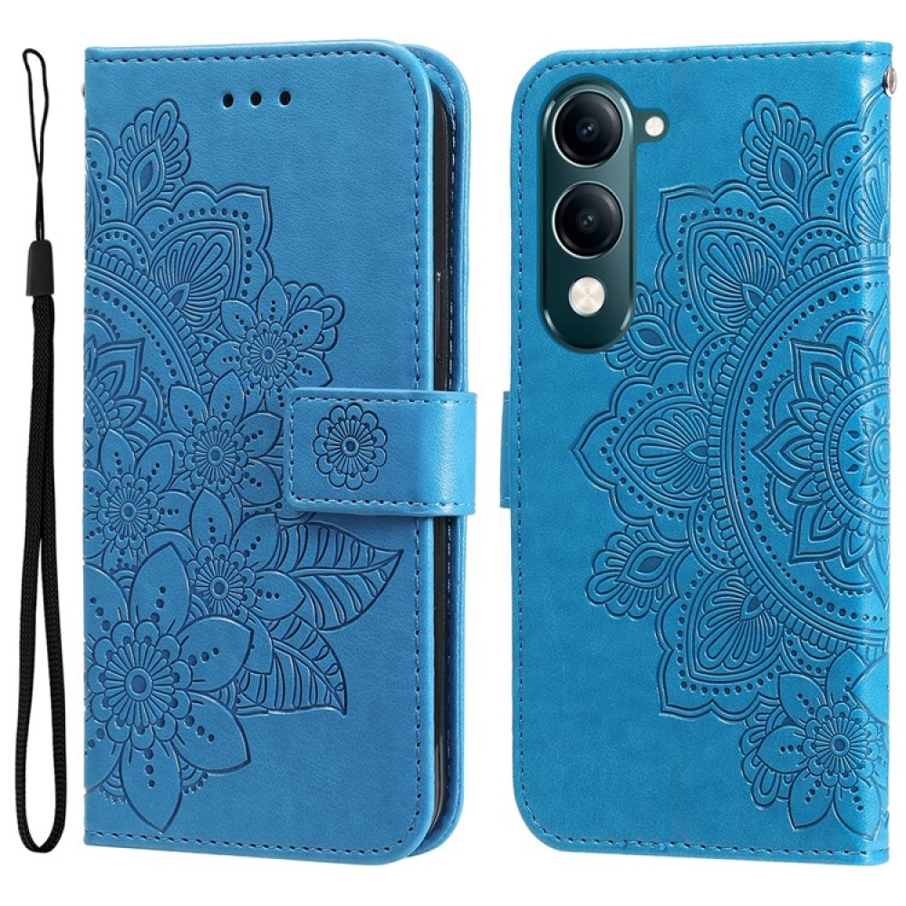 Floral knížkové pouzdro na Vivo Y29s 5G - modré