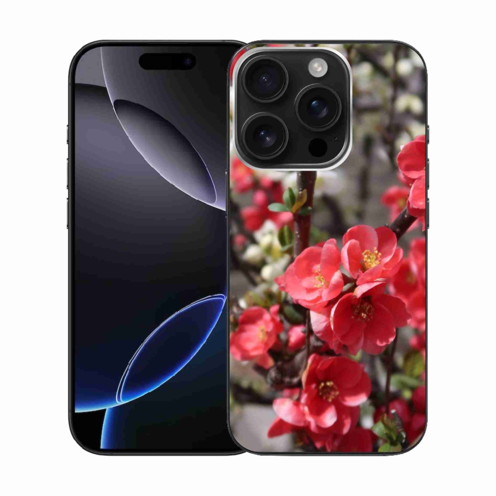 Gelový kryt mmCase na iPhone 16 Pro - červené květy
