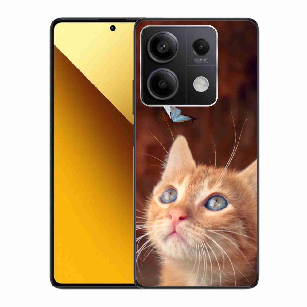 Gelový kryt mmCase na Xiaomi Redmi Note 13 5G - motýl a kotě