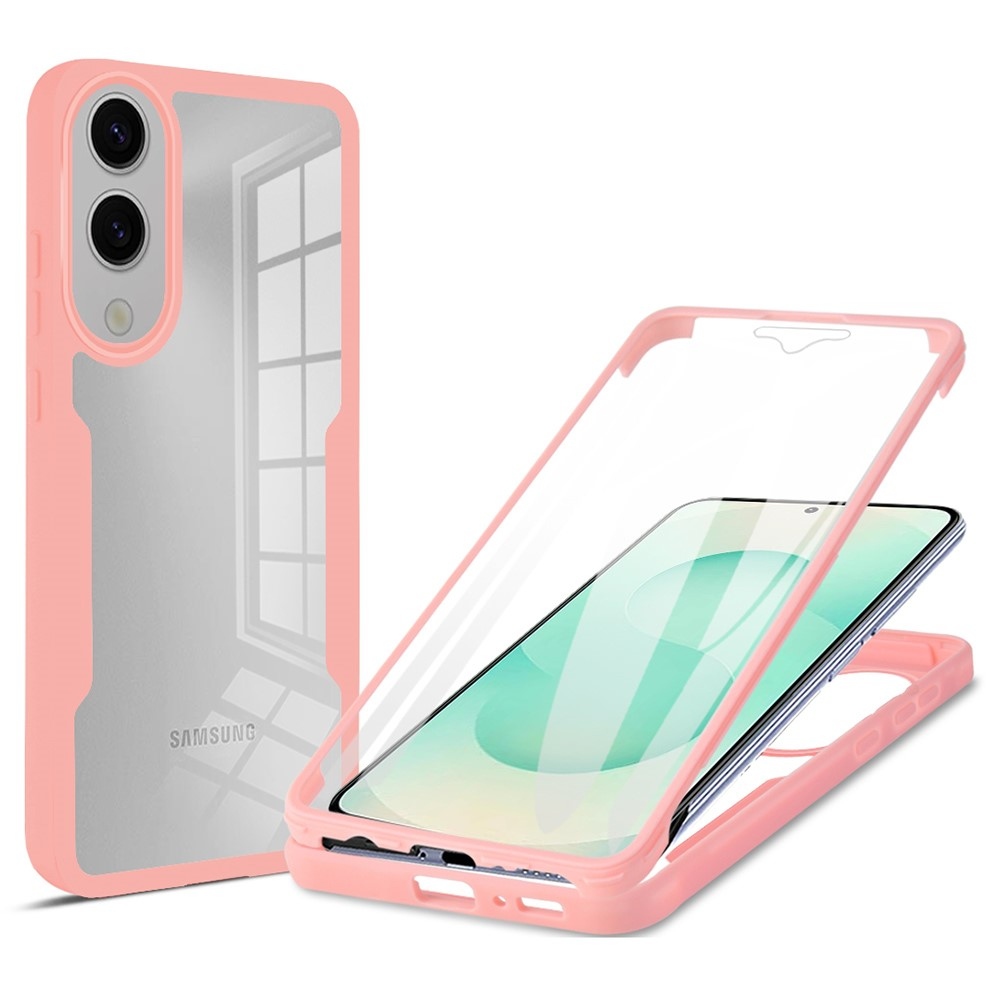 Acryl gelový obal s rámečkem pro ochranou displeje na Samsung Galaxy S25 Edge - růžový