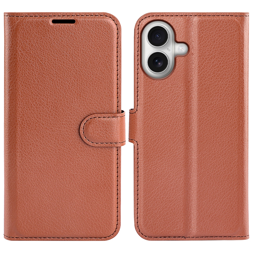 Litchi knížkové pouzdro na iPhone 17 - hnědé