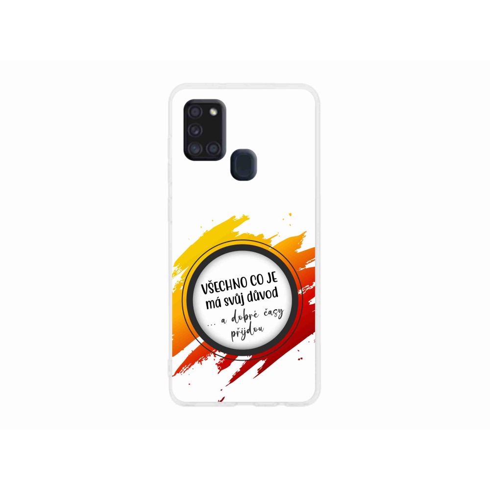 Gelový kryt mmCase na Samsung Galaxy A21s - citát 3 bílé pozadí