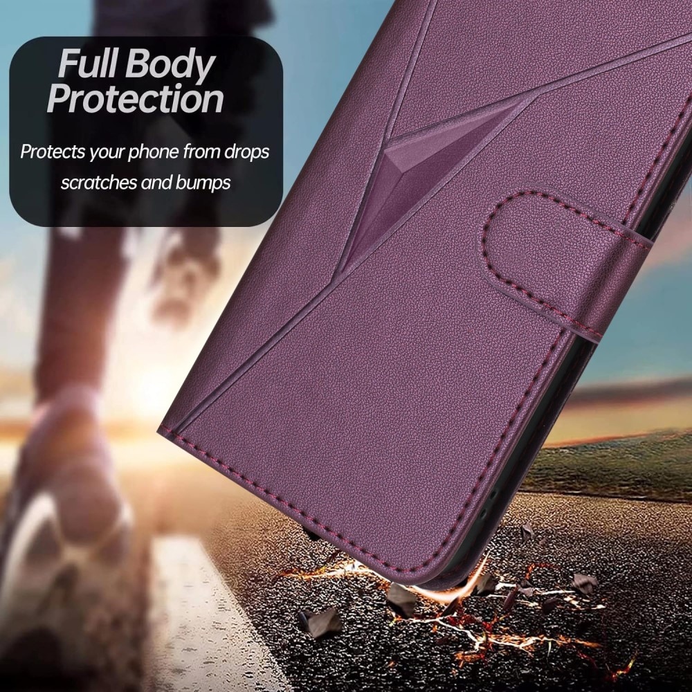 Triangles knížkové pouzdro na Realme 14 5G - tmavěfialové