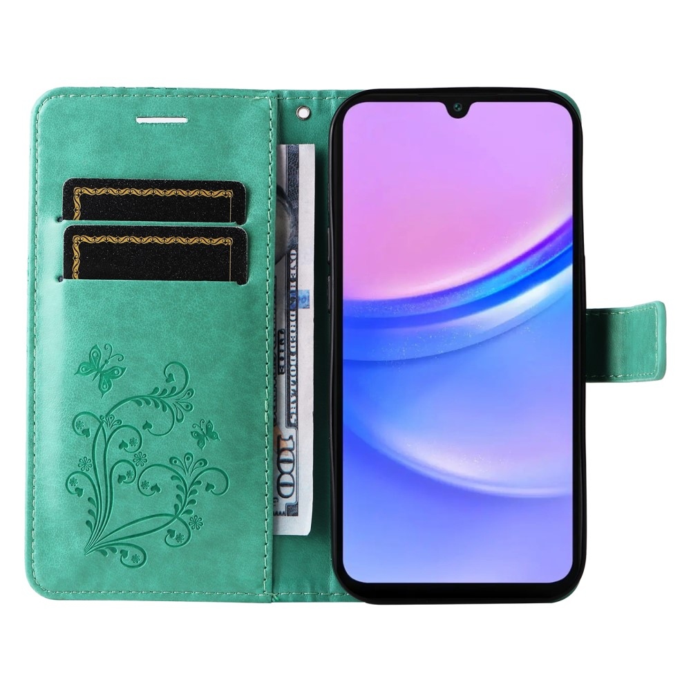 Big Butterfly knížkové pouzdro na Samsung Galaxy A16 4G/5G/A26 5G - modrozelené
