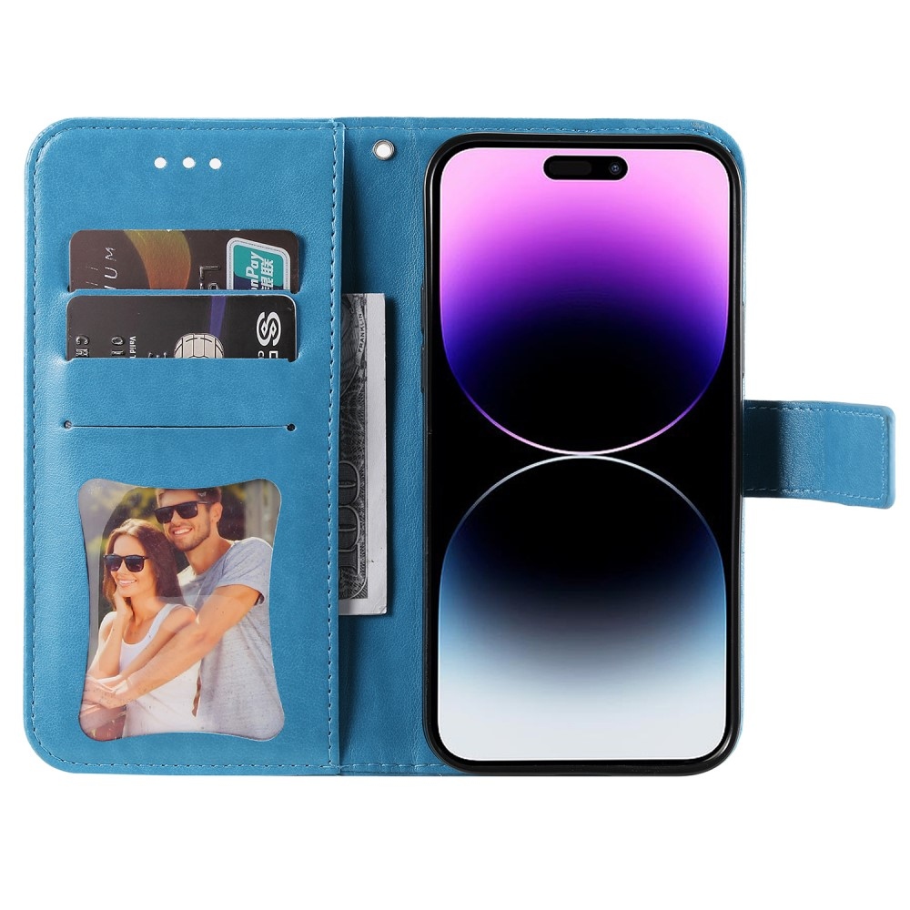 Mandala knížkové pouzdro na iPhone 15 Pro - modré