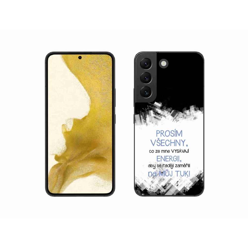 Gelový kryt mmCase na Samsung Galaxy S22 5G - vtipný text 1 modrý