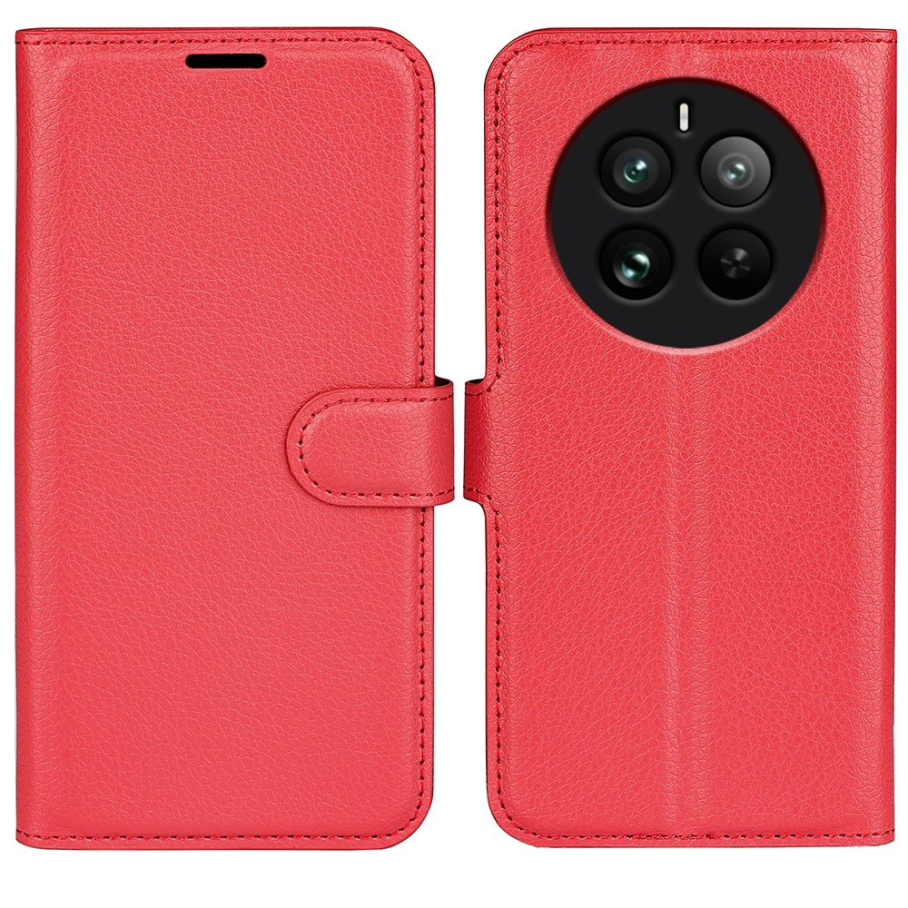Litchi knížkové pouzdro na Realme 12 Pro 5G/12 Pro+ 5G - červené