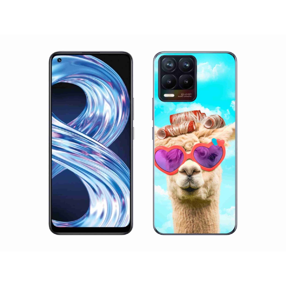 Gelový kryt mmCase na Realme 8 4G - lama s brýlemi