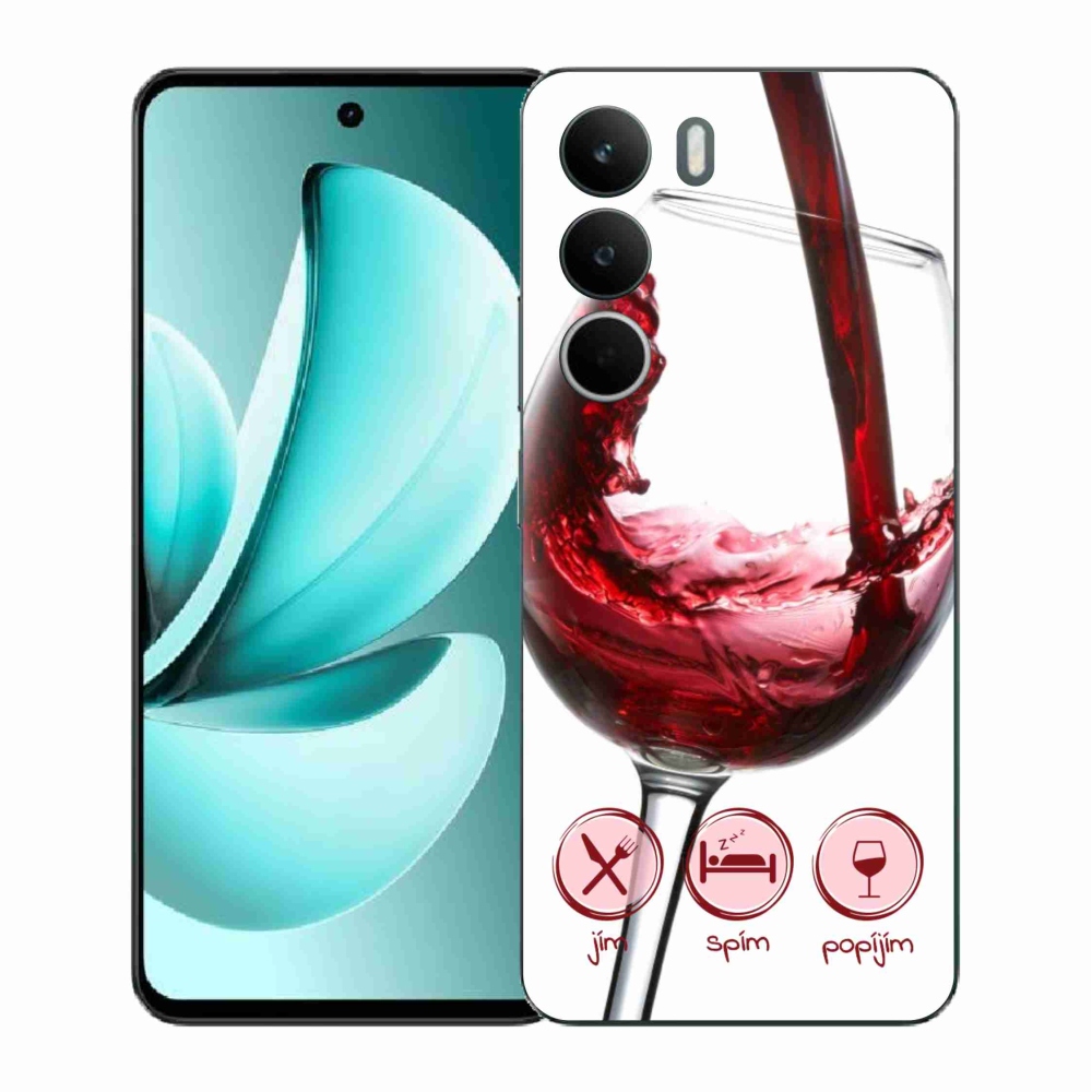 Gelový kryt mmCase na Realme C71 - sklenička vína červené