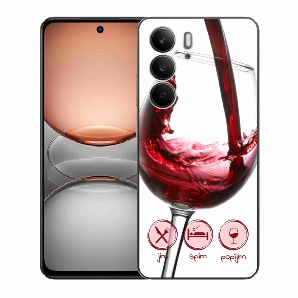 Gelový kryt mmCase na Realme C75 - sklenička vína červené
