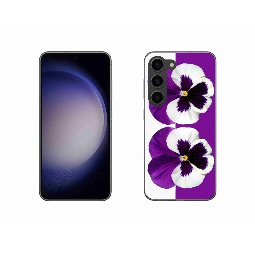 Gelový kryt mmCase na Samsung Galaxy S23 5G - fialovobílý květ