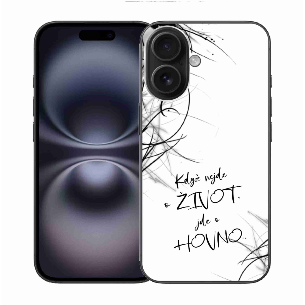 Gelový kryt mmCase na iPhone 16 - vtipný text 16 bílé pozadí