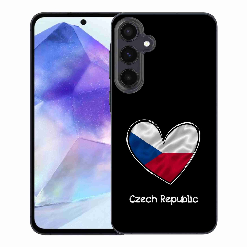 Gelový kryt mmCase na Samsung Galaxy A55 5G - vlajka srdce černé pozadí