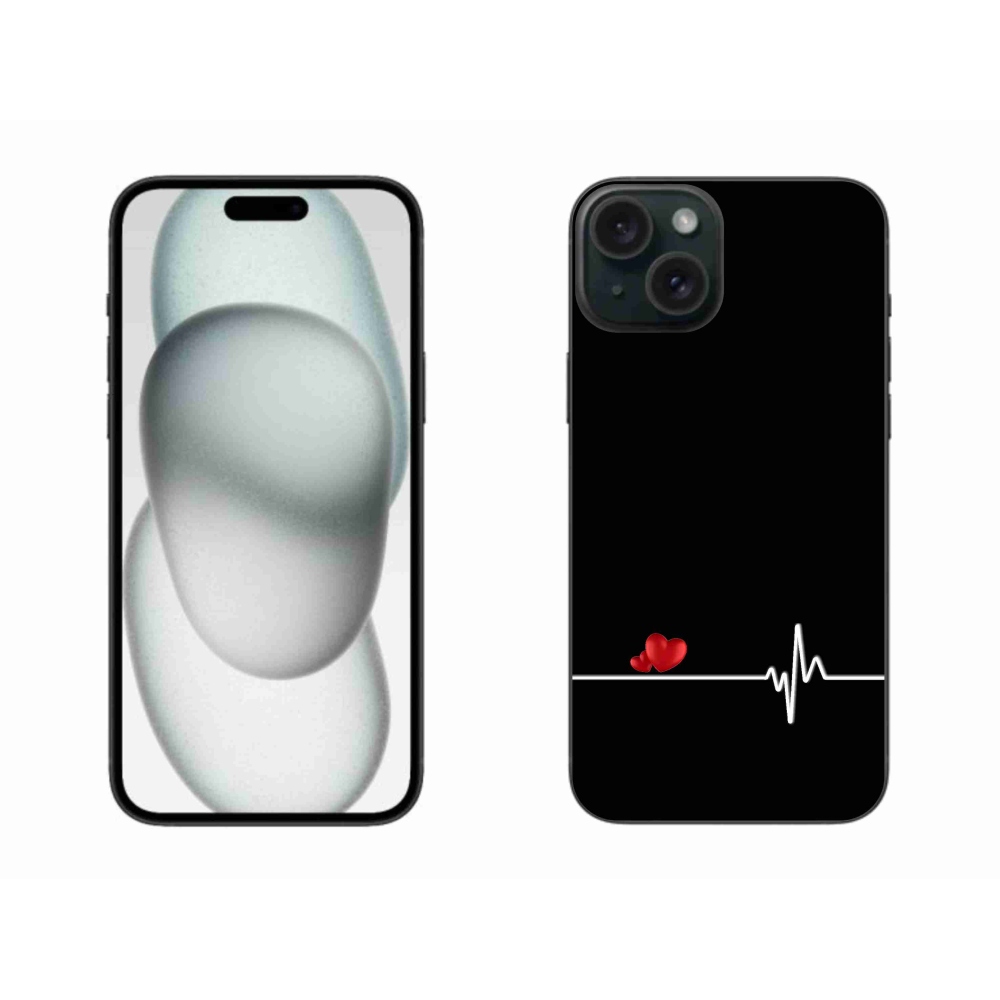 Gelový kryt mmCase na iPhone 15 Plus - srdce a tep černé pozadí