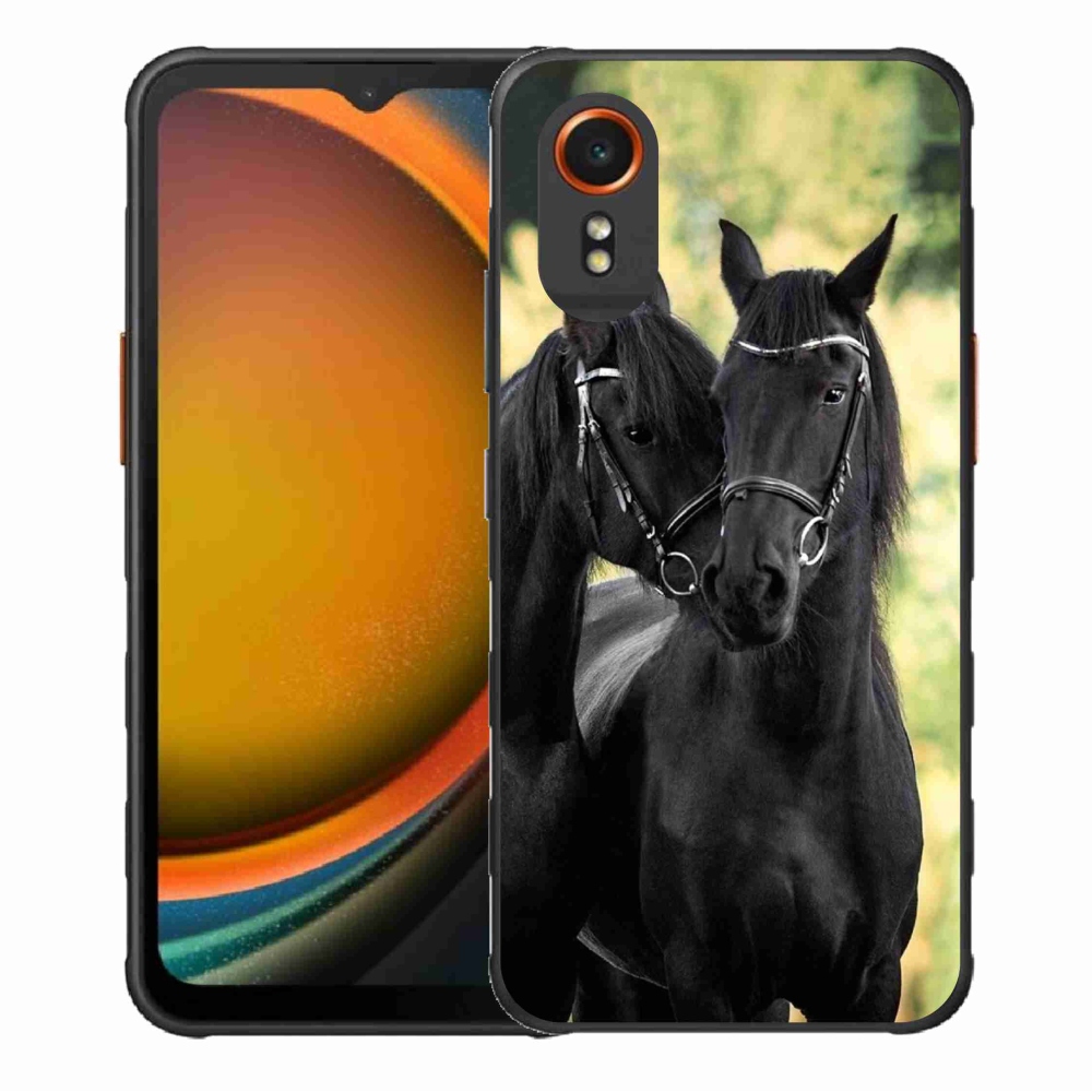 Gelový kryt mmCase na Samsung Galaxy Xcover 7 - dva černí koně