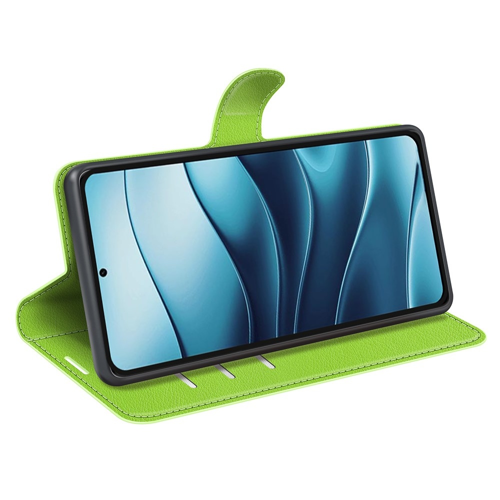 Litchi knížkové pouzdro na Xiaomi Redmi Note 14 5G - zelené