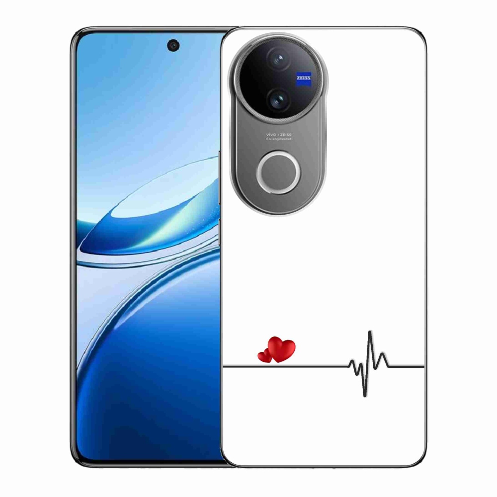 Gelový kryt mmCase na Vivo V50 5G - srdce a tep bílé pozadí