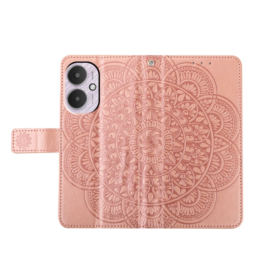 Mandala knížkové pouzdro na Xiaomi Redmi 13C 5G - růžovozlaté