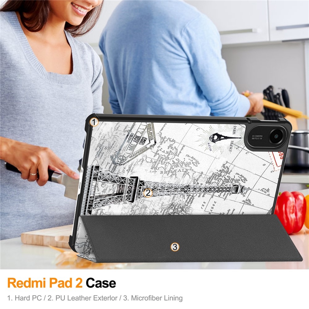 Patte chytré zavírací pouzdro na Xiaomi Redmi Pad 2 - Eiffelova věž