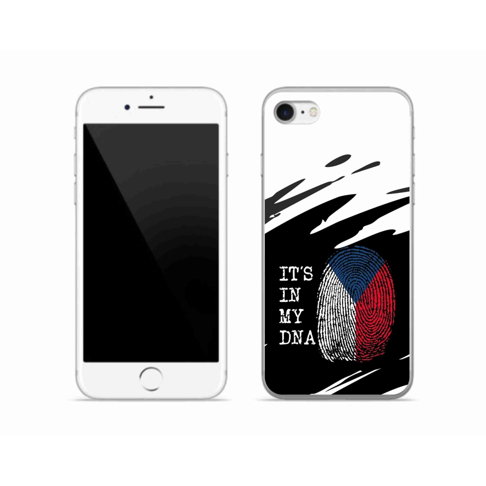 Gelový kryt mmCase na iPhone SE (2022) - vlajka otisk prstu černobílé pozadí