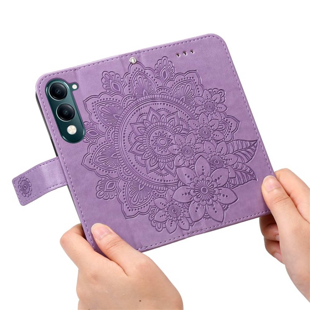 Floral knížkové pouzdro na Vivo Y29s 5G - fialové