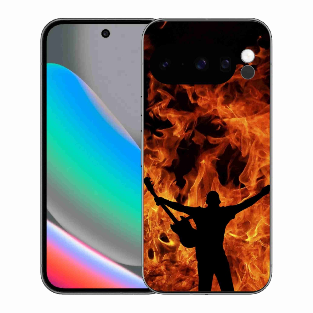 Gelový kryt mmCase na Google Pixel 10 Pro - muzikant a oheň