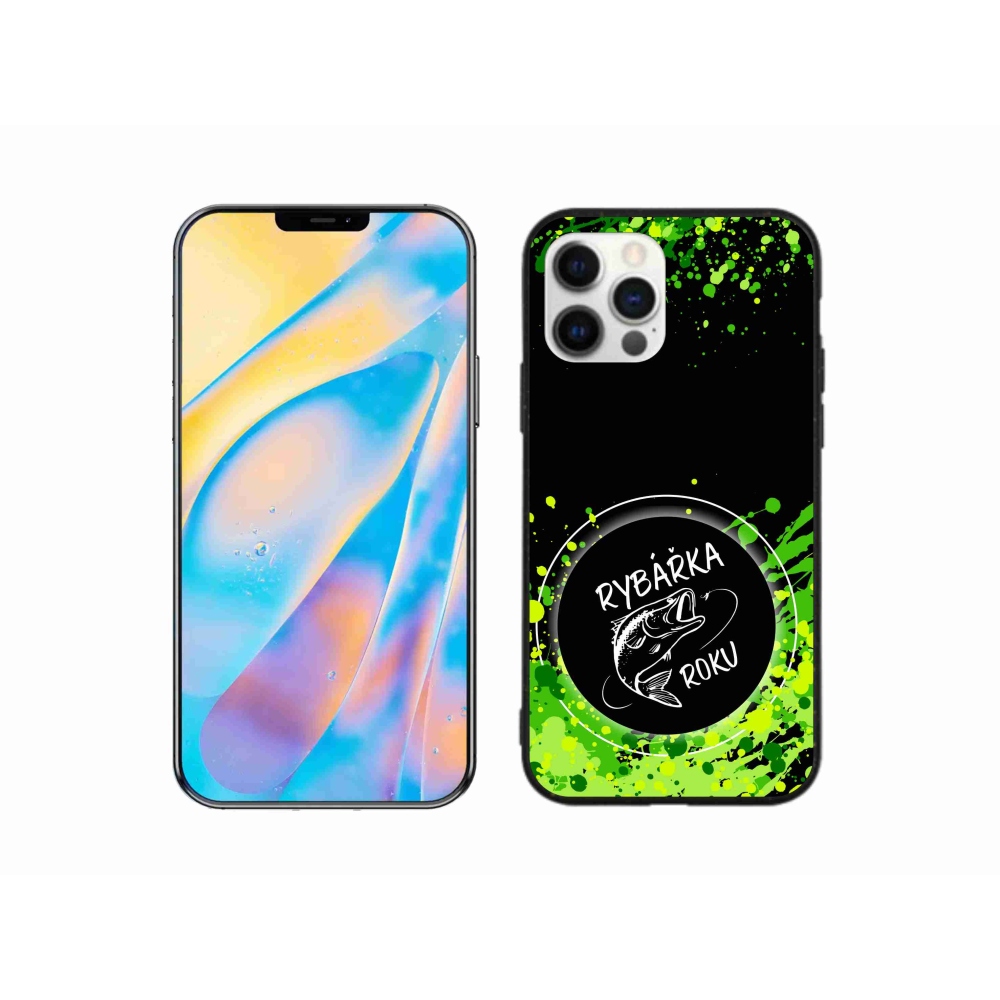 Gelový kryt mmCase na iPhone 12 Pro - rybářka roku černé pozadí