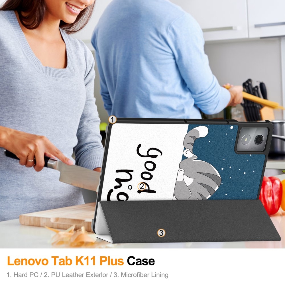 Patte chytré zavírací pouzdro na Lenovo Tab K11 Plus - kočka