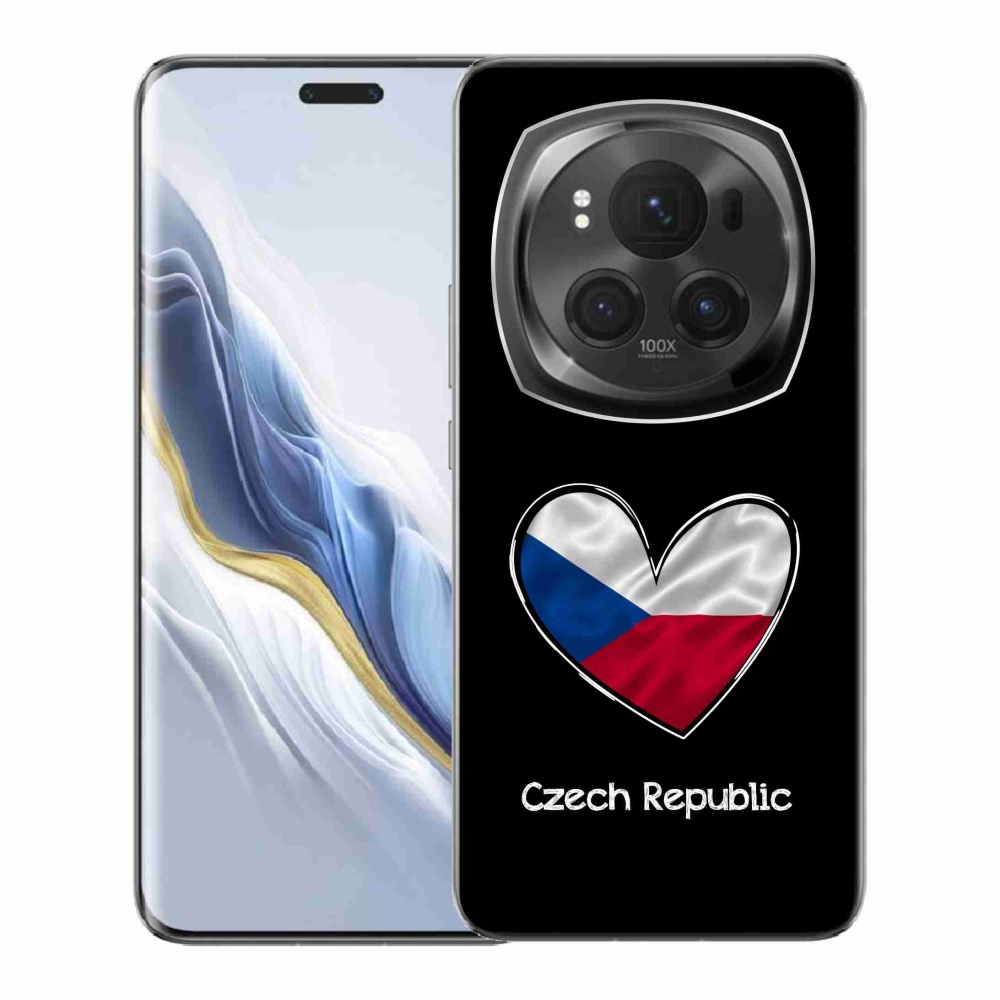 Gelový kryt mmCase na Honor Magic 6 Pro 5G - vlajka srdce černé pozadí
