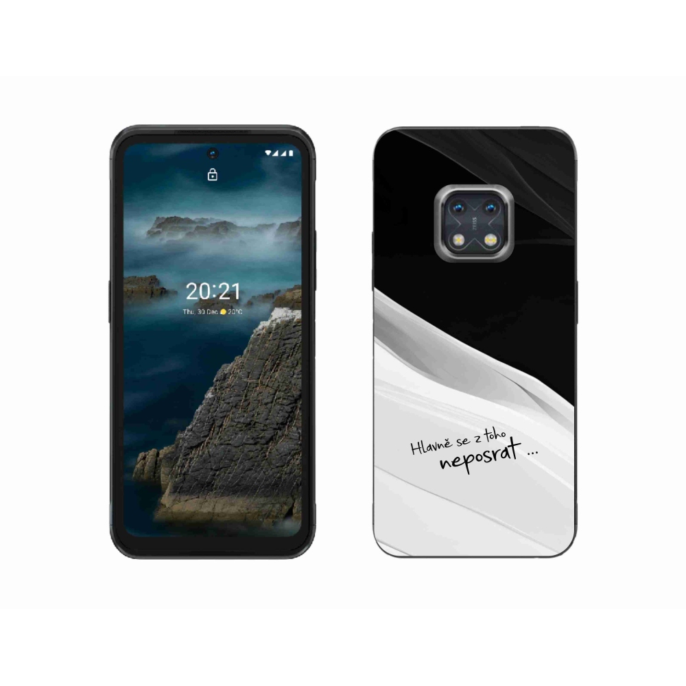 Gelový kryt mmCase na Nokia XR20 - vtipný text 13 bíločerné pozadí