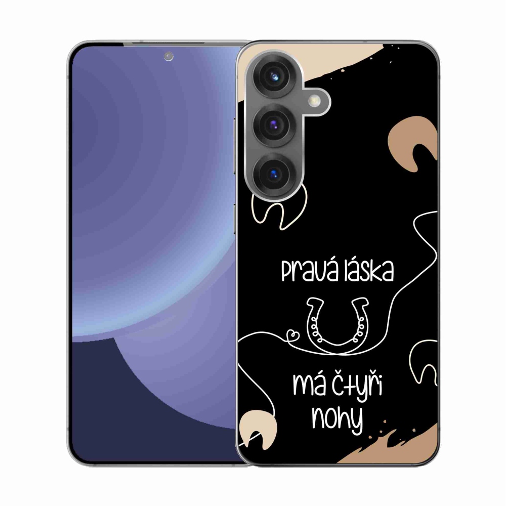 Gelový kryt mmCase na Samsung Galaxy S25 - koňský motiv černé pozadí