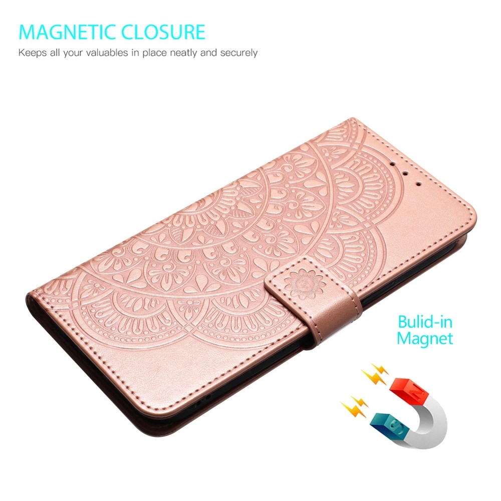 Mandala knížkové pouzdro na Xiaomi Redmi 13C 5G - růžovozlaté