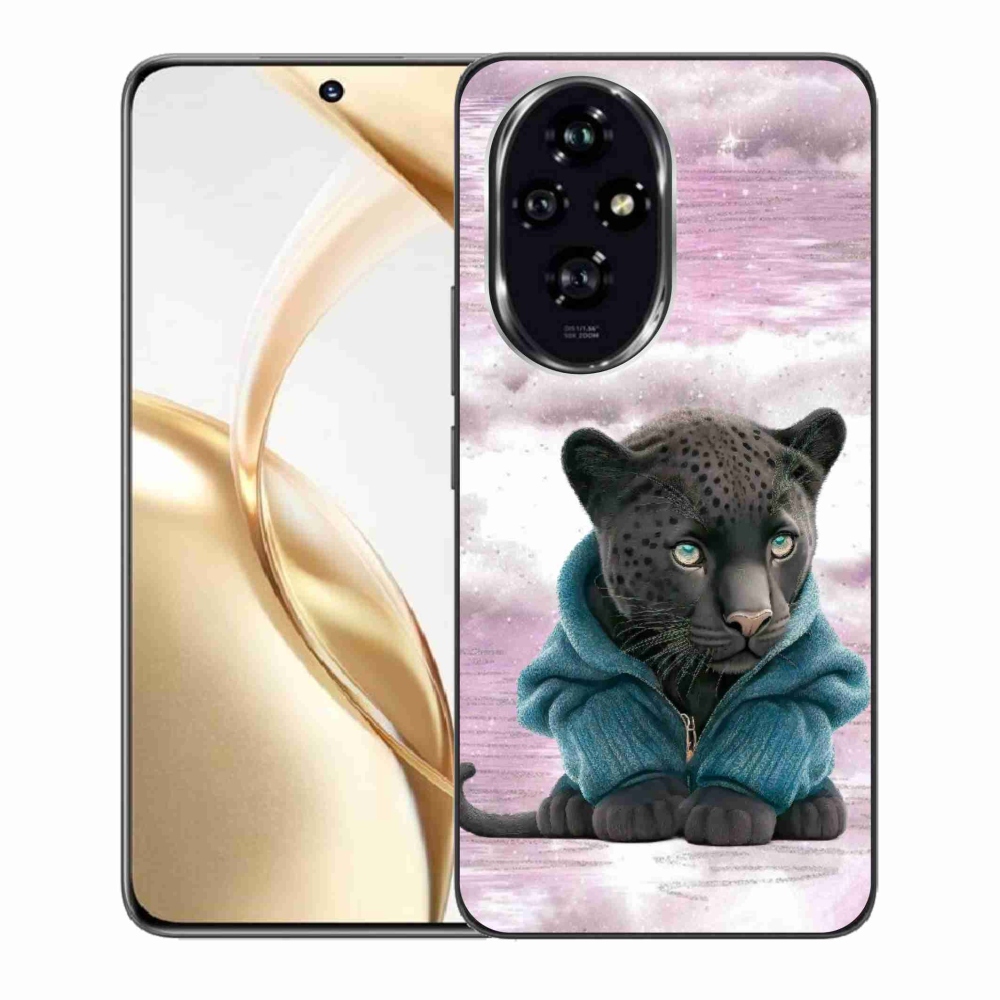 Gelový kryt mmCase na Honor 200 5G - černý panter ve svetru