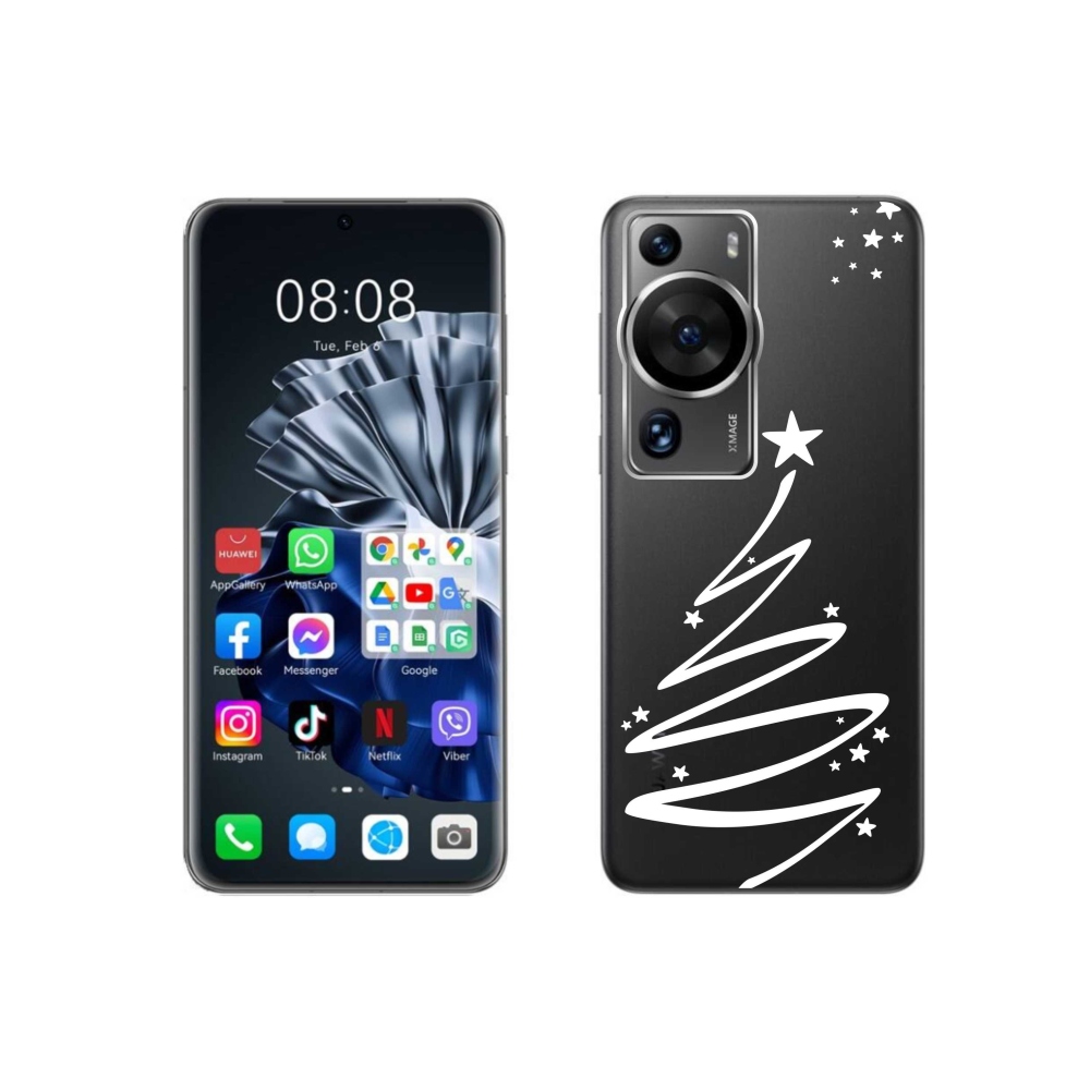 Gelový kryt mmCase na Huawei P60 Pro - bílý stromeček na průhledném pozadí
