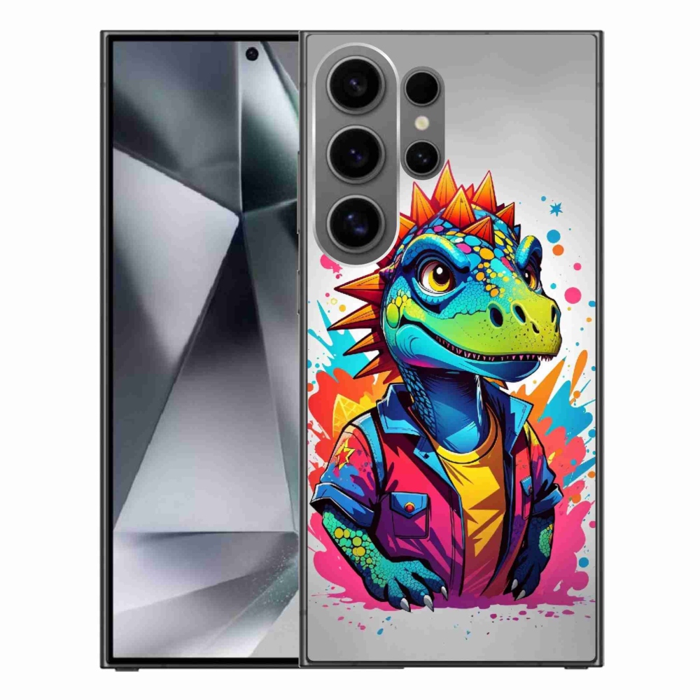 Gelový kryt mmCase na Samsung Galaxy S24 Ultra - barevný dinosaurus