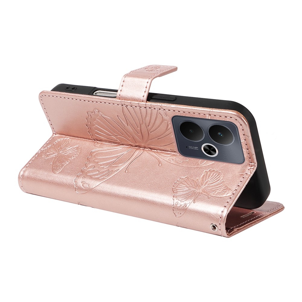 Big Butterfly knížkové pouzdro na Realme 14 5G/14T 5G - růžovozlaté