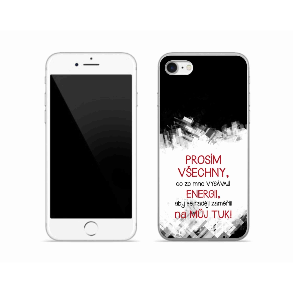 Gelový kryt mmCase na iPhone SE (2022) - vtipný text 1 červený