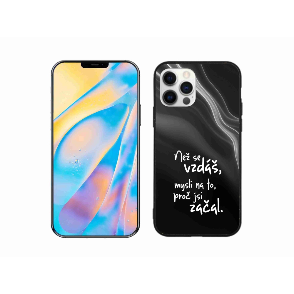 Gelový kryt mmCase na iPhone 12 Pro - citát 2 černé pozadí