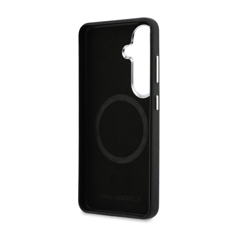 Karl Lagerfeld Grained PU Leather K&CH Heads Magnetic Zadní Kryt pro Samsung Galaxy S26 Black