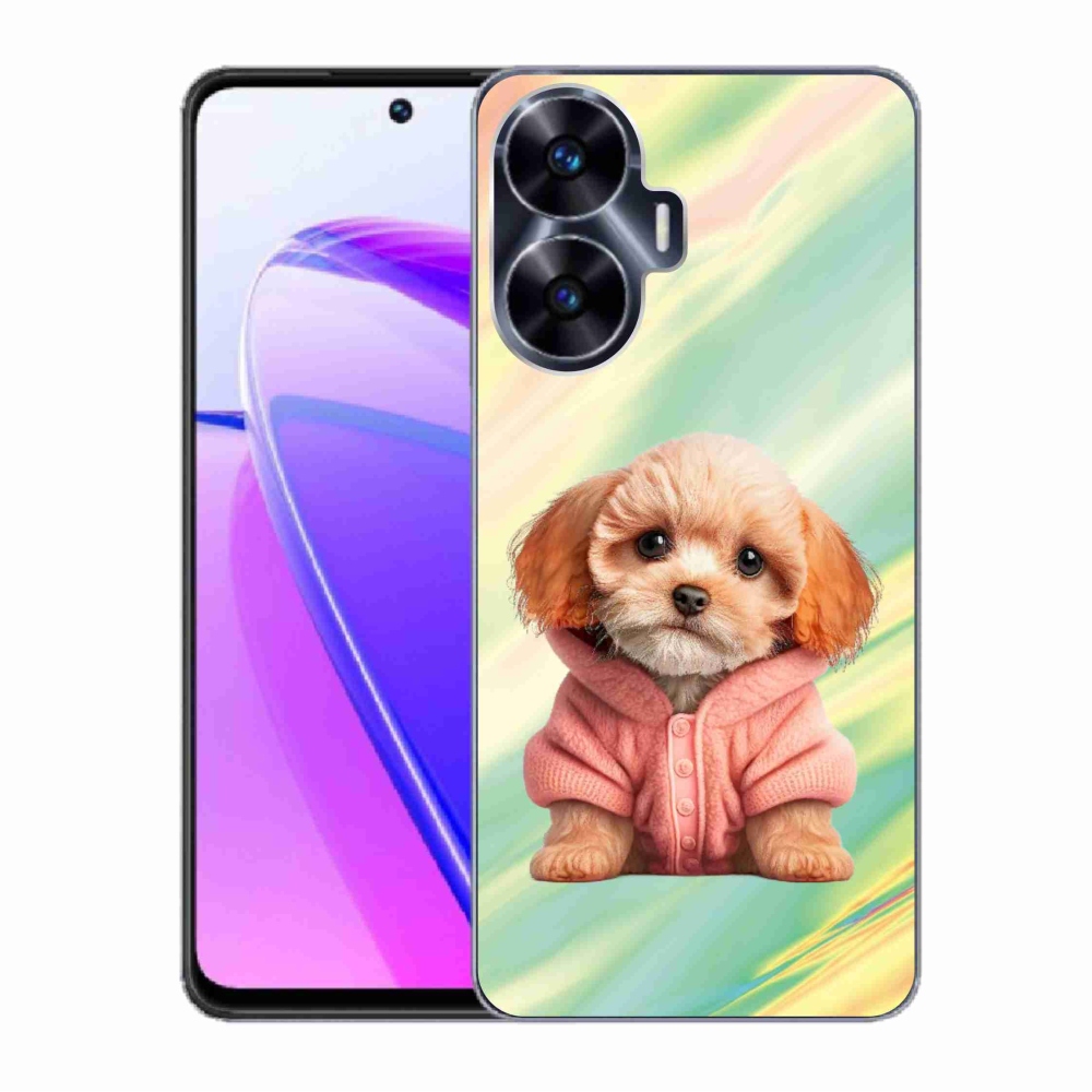 Gelový kryt mmCase na Realme C55 - štěně ve svetru