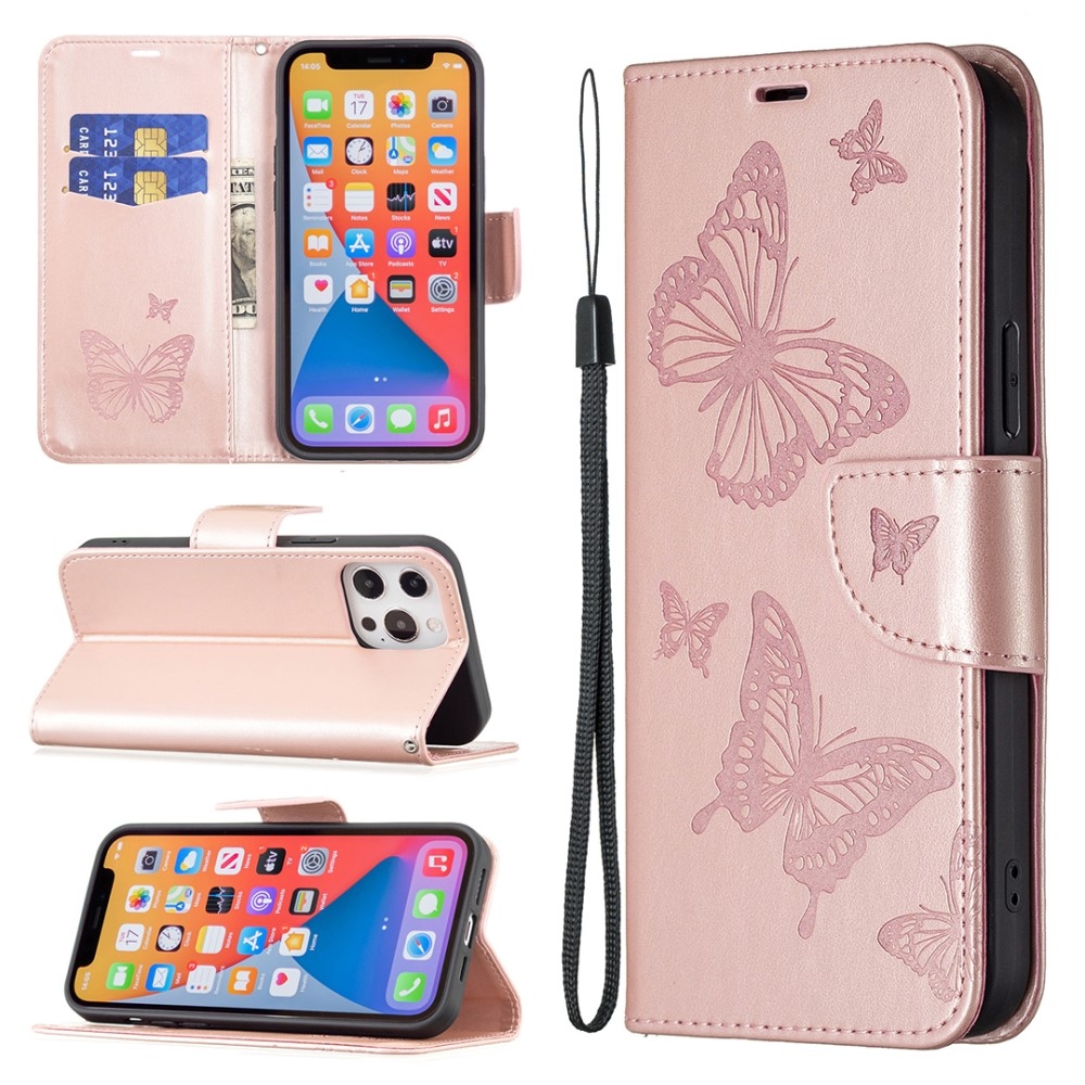 Butterfly knížkové pouzdro na Xiaomi Redmi Note 13 Pro 4G/Poco M6 Pro - růžovozlaté