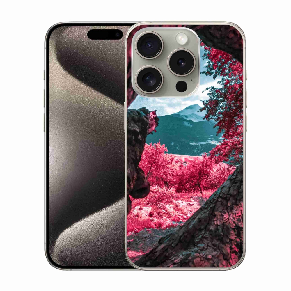Gelový kryt mmCase na iPhone 15 Pro - výhled na hory