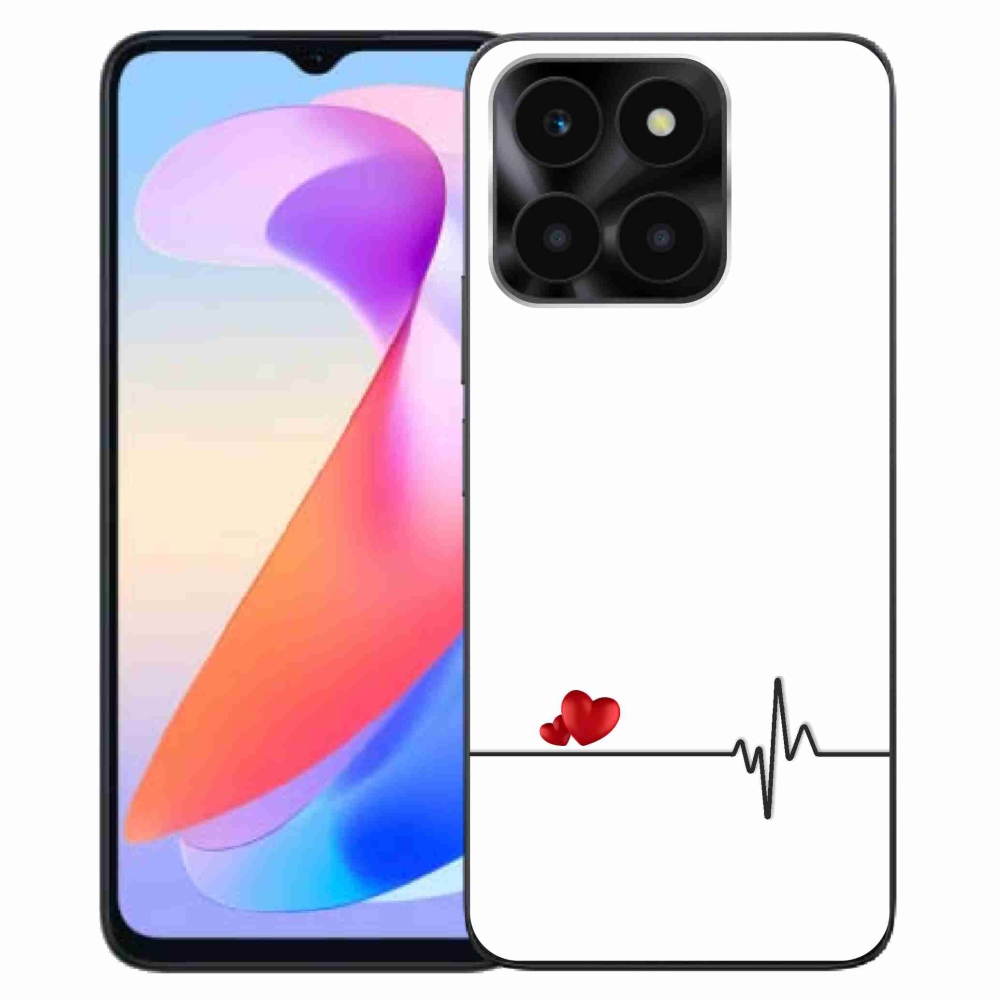 Gelový kryt mmCase na Honor X6a - srdce a tep bílé pozadí