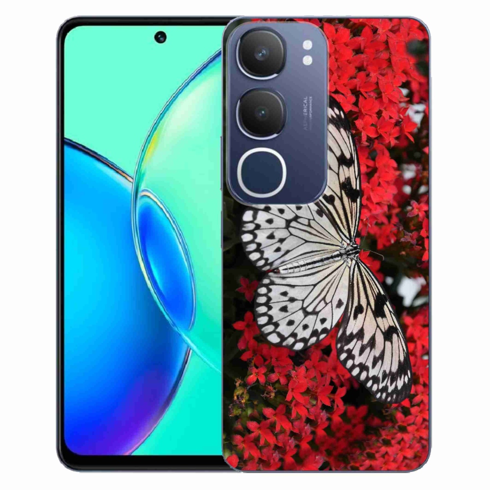 Gelový kryt mmCase na Vivo Y19s - černobílý motýl 1
