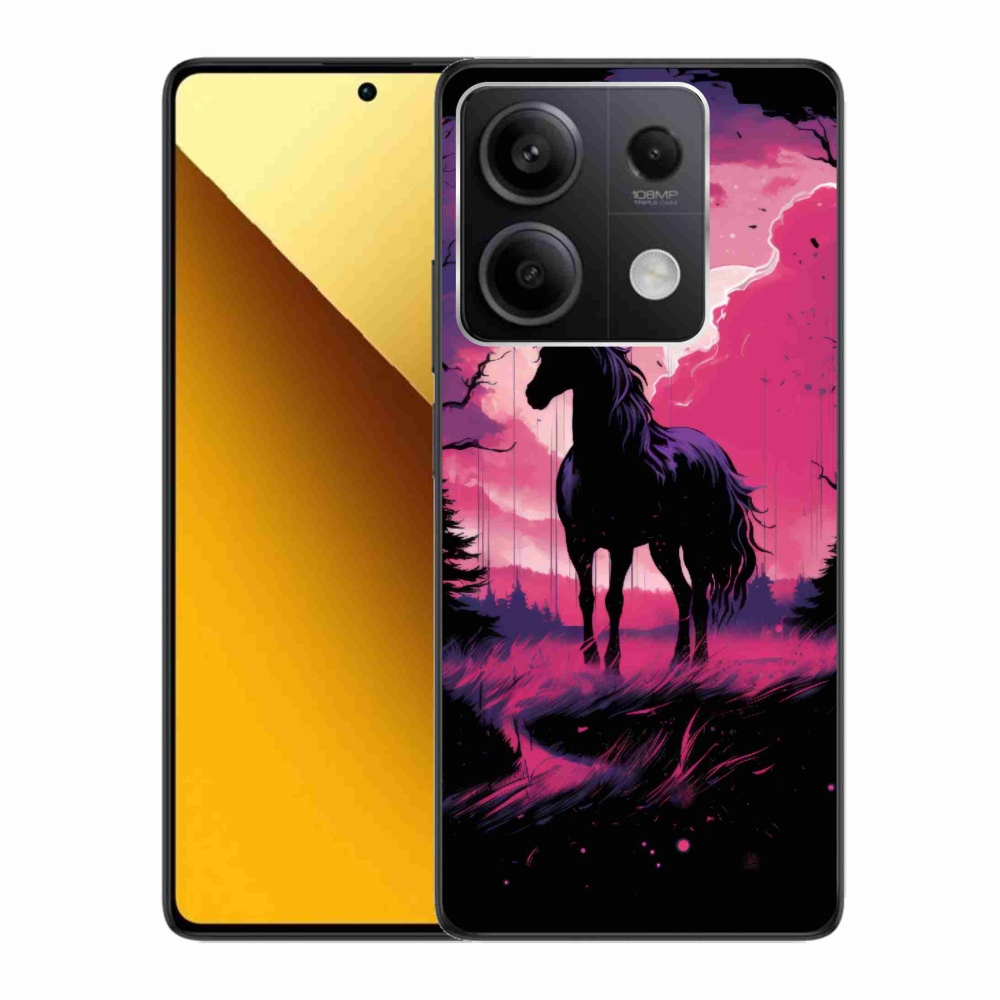 Gelový kryt mmCase na Xiaomi Redmi Note 13 5G - černý kreslený kůň 1
