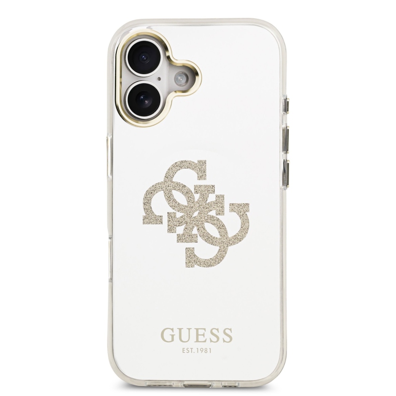 Guess PC/TPU Mirror 4G Glitter Logo MagSafe Zadní Kryt pro iPhone 17 Gold